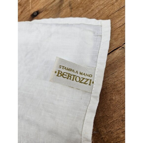 New Bertozzi Linen Napkin 20x20 Crumpled Natural Simple Hem Felcine Verde Leaves - Picture 4 of 5